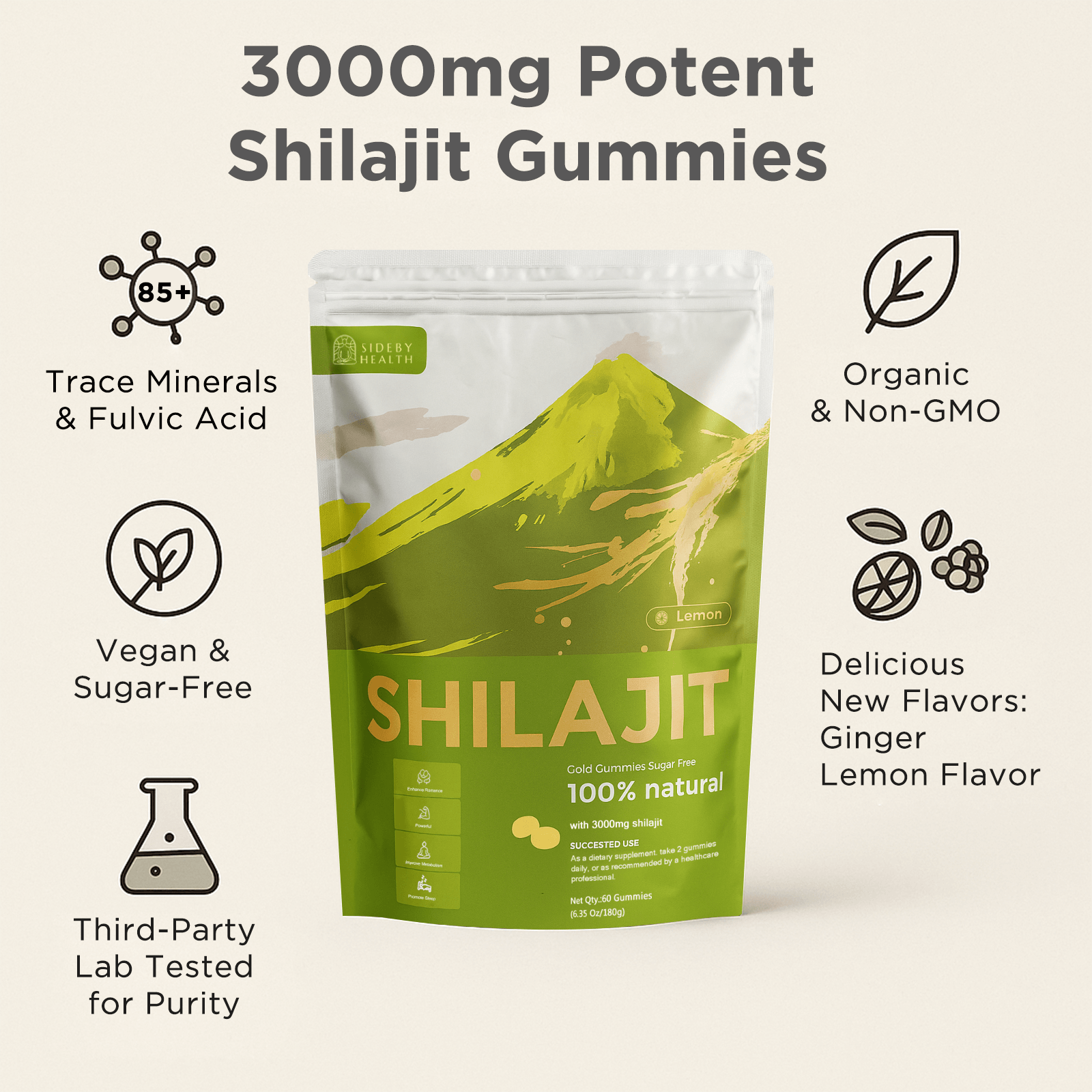Shilajit Gummies with Lemon Ginger Zest