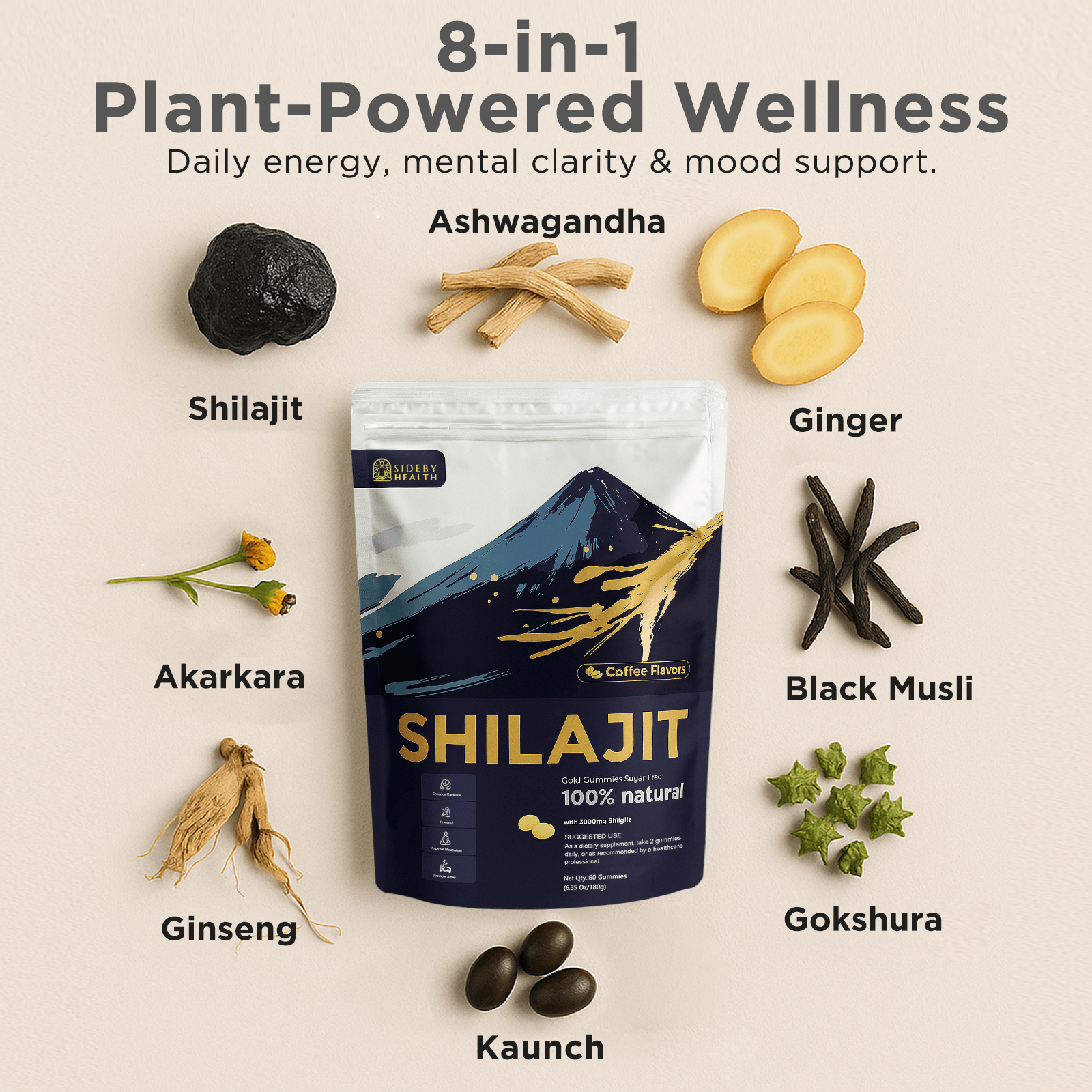 3000mg Platinum-Grade Shilajit Gummies- Bold Coffee Flavor