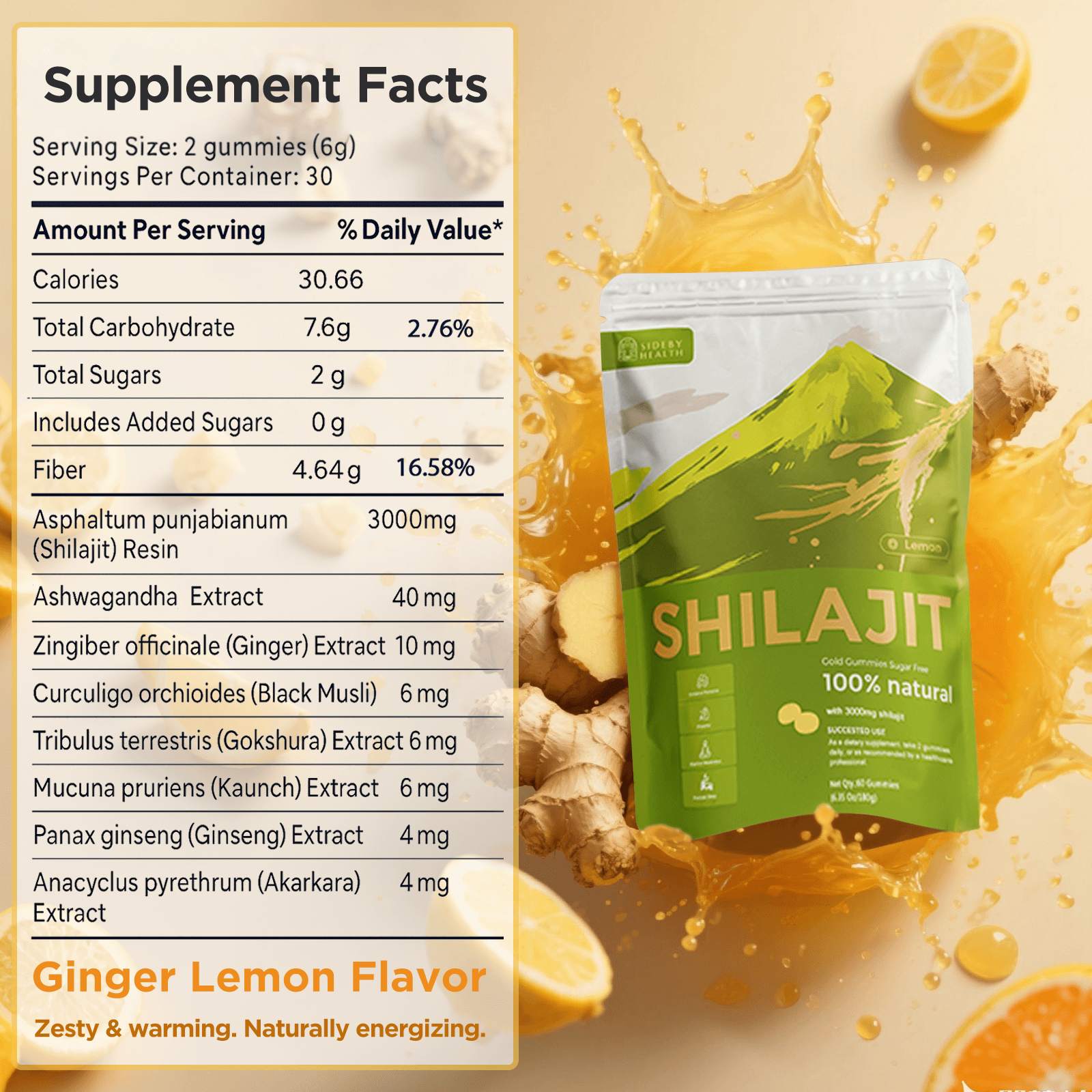 Shilajit Gummies with Lemon Ginger Zest